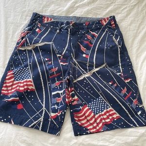Polo Ralph Lauren Mens Americana Pennant USFlag Nautical Chino Graphic Shorts.